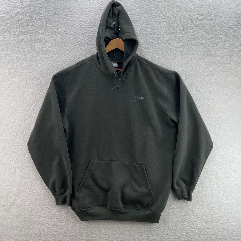 Carhartt Hoodie Mens XL Dark Green Pullover Sweatshirt Fleece Workwear Outdoor